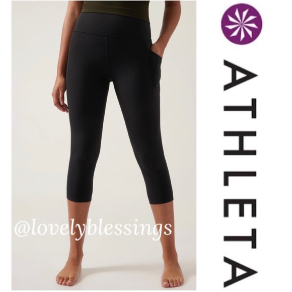 Athleta Salutation Stash Side Pockets Powervita RN 54023 Black Size Large - Picture 1 of 16